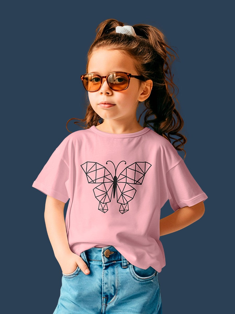 KIDS Crew Neck T-Shirt - Geometric Butterfly