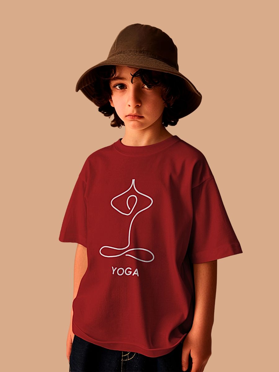 KIDS Crew Neck T shirt - Yoga Line Art