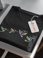 Women's Black T-Shirt - Flying Birds