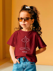 KIDS Crew Neck T shirt - Yoga Line Art