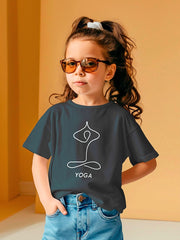 KIDS Crew Neck T shirt - Yoga Line Art