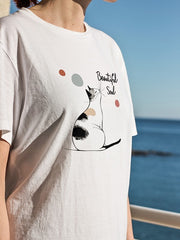 Women's Supima T-shirt - Meme Cat Watercolor