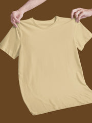 Women's Beige Color Regular Fit Plain T-Shirt