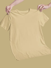 Women's Beige Color Regular Fit Plain T-Shirt