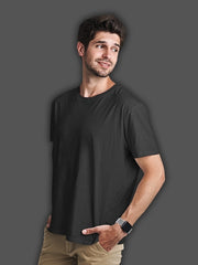 Men's Black Regular Fit Plain T-Shirt