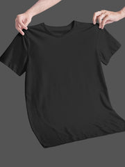 Women's Black Regular Fit Plain T-Shirt