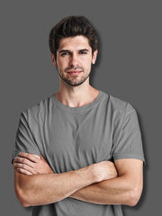 Men's Charcoal Melange Regular Fit Plain T-Shirt