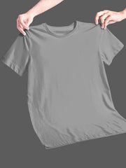 Men's Charcoal Melange Regular Fit Plain T-Shirt