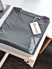 Men's Charcoal Melange Regular Fit Plain T-Shirt