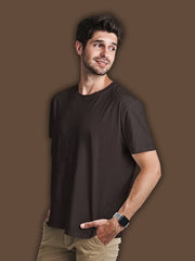 Men's Coffee Brown Color Plain T-Shirt