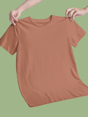 Men's Coral Color Regular Fit Plain T-Shirt