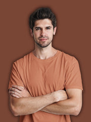 Men's Coral Color Regular Fit Plain T-Shirt