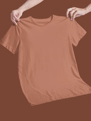 Men's Coral Color Regular Fit Plain T-Shirt