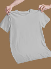 Women's Grey Melange Regular Fit Plain T-Shirt