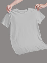 Men's Grey Melange Regular Fit Plain T-Shirt