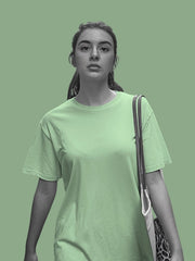 Women's Jade Color Regular Fit Plain T-Shirt