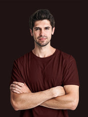 Men's Maroon Color Plain T-shirt