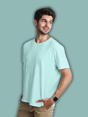 Men's Mint Color Regular Fit Plain T-Shirt