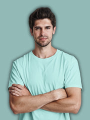 Men's Mint Color Regular Fit Plain T-Shirt
