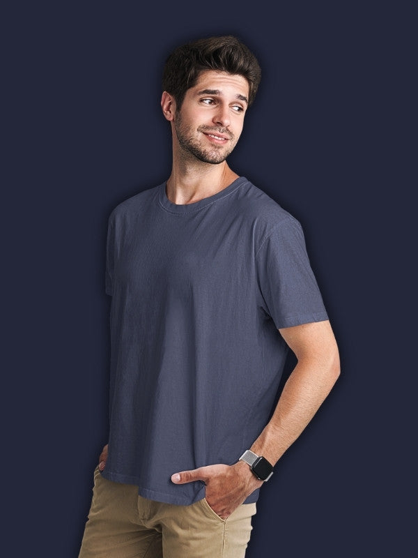 Men's Navy Blue Regular Fit Plain T-Shirt