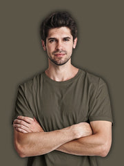 Men's Olive Green Regular Fit Plain T-Shirt