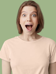 Women's Peach Color Regular Fit Plain T-Shirt