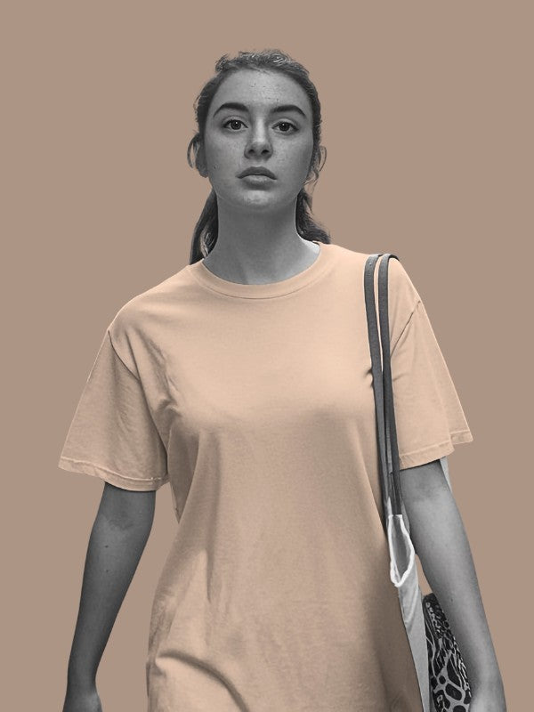 Women's Peach Color Regular Fit Plain T-Shirt