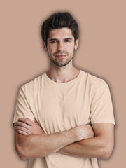 Men's Peach Color Regular Fit Plain T-Shirt