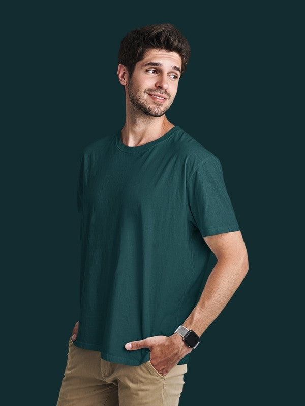 Men's Petrol Blue Color Plain T-Shirt