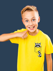 KIDS Crew Neck T Shirt -  Pocket Raccoon