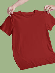 Women's Red Regular Fit Plain T-Shirt