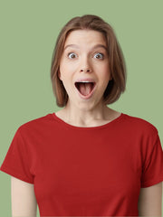 Women's Red Regular Fit Plain T-Shirt