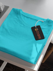 Women's Sky Blue Regular Fit Plain T-Shirt