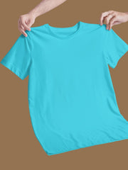 Women's Sky Blue Regular Fit Plain T-Shirt