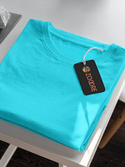 Men's Sky Blue Regular Fit Plain T-Shirt