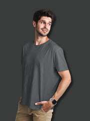 Men's Steel Grey Plain T-Shirt