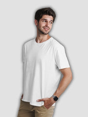 Men's White Color Plain Cotton T-Shirt