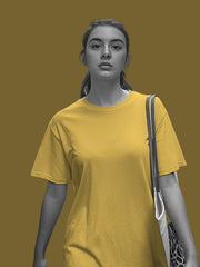 Women's Yellow Regular Fit Plain T-Shirt