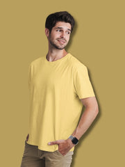 Men's Yellow Regular Fit Plain T-Shirt