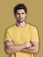 Men's Yellow Regular Fit Plain T-Shirt