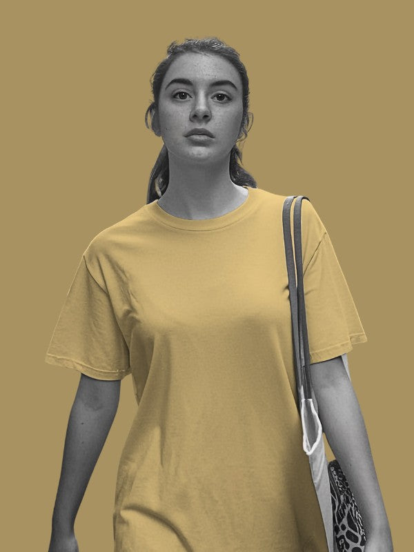 Women's Beige Color Regular Fit Plain T-Shirt