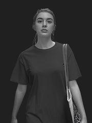 Women's Black Regular Fit Plain T-Shirt