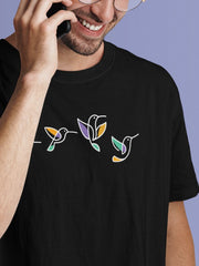 Men's Black T-Shirt - Flying Birds
