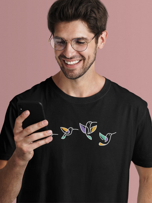 Men's Black T-Shirt - Flying Birds