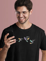 Men's Black T-Shirt - Flying Birds