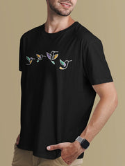 Men's Black T-Shirt - Flying Birds