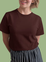 Women's Maroon Color Plain T-Shirt