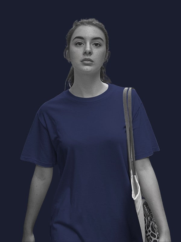 Women's Navy Blue Regular Fit Plain T-Shirt