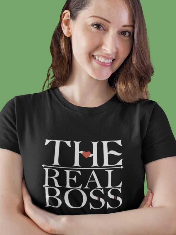 Women's Black T Shirt - The Real Boss