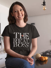 Women's Black T Shirt - The Real Boss